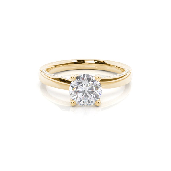 4 Prong Setting Round Moissanite Side Stone Engagement Ring