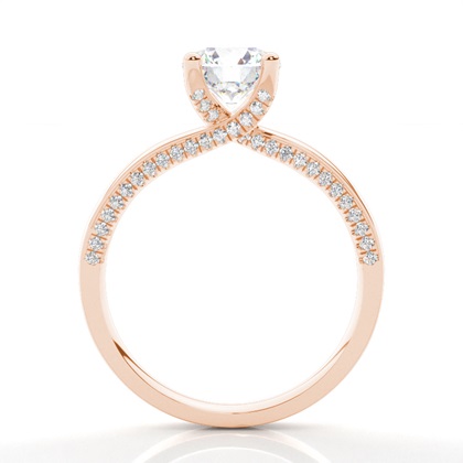 4 Prong Setting Round Diamond Side Stone Engagement Ring