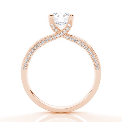 Verlobungsring Mit 4 Krappen In Runder Moissanit-Seitensteinfassung