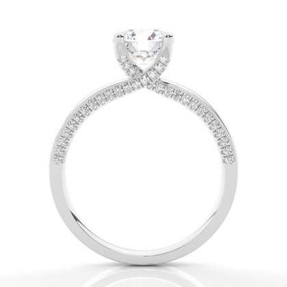 4 Prong Setting Round Diamond Side Stone Engagement Ring