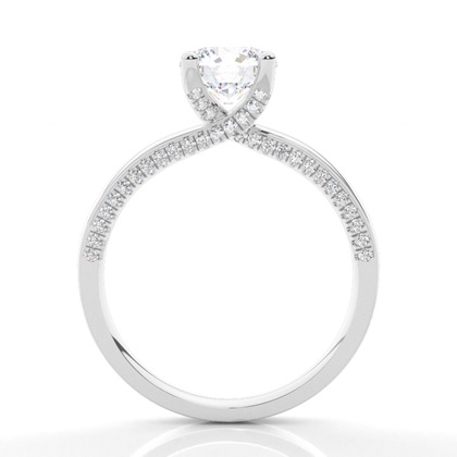 Verlobungsring Mit 4 Krappen In Runder Moissanit-Seitensteinfassung