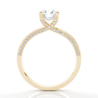 4 Prong Setting Round Diamond Side Stone Engagement Ring