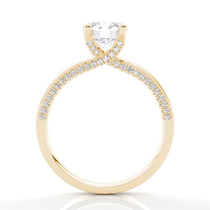 Verlobungsring Mit 4 Krappen In Runder Moissanit-Seitensteinfassung