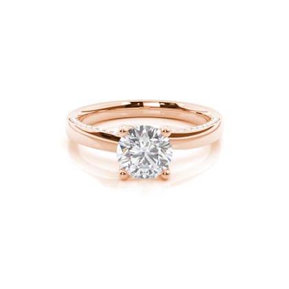 4 Prong Setting Round Moissanite Side Stone Engagement Ring