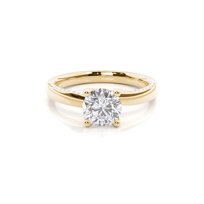 4 Prong Setting Round Moissanite Side Stone Engagement Ring