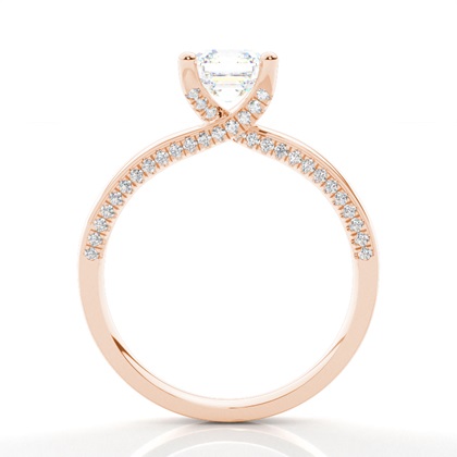 4 Prong Setting Round Diamond Side Stone Engagement Ring