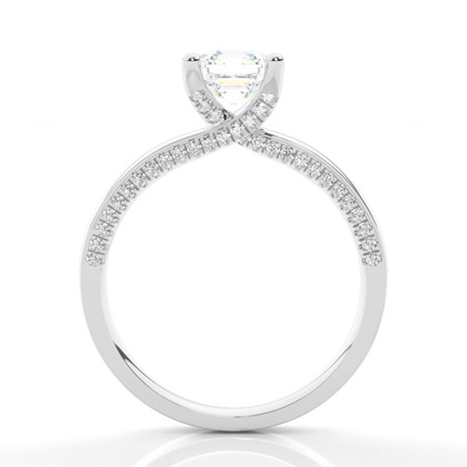 4 Prong Setting Round Diamond Side Stone Engagement Ring