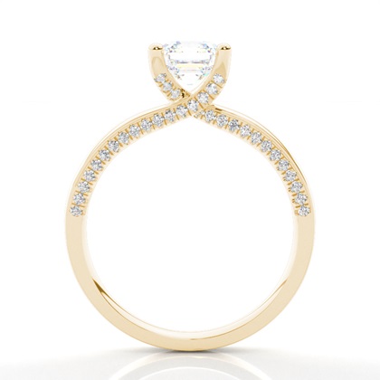 4 Prong Setting Round Diamond Side Stone Engagement Ring