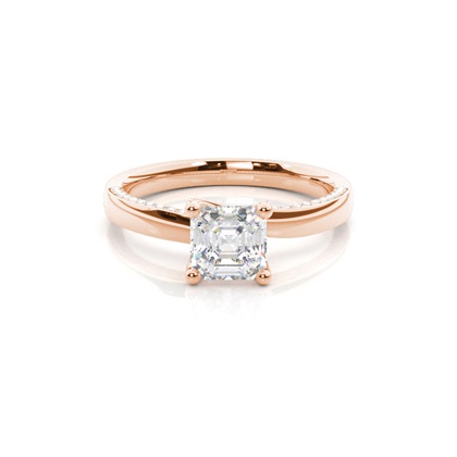 4 Prong Setting Round Diamond Side Stone Engagement Ring