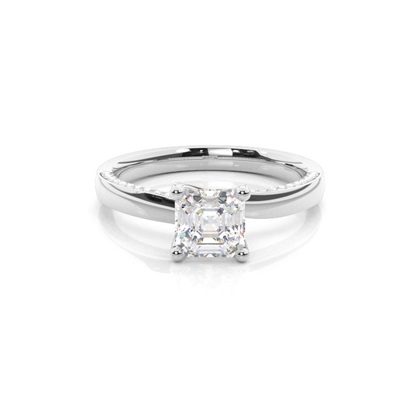 4 Prong Setting Round Diamond Side Stone Engagement Ring