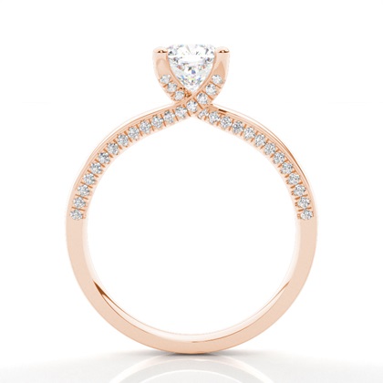 4 Prong Setting Round Diamond Side Stone Engagement Ring