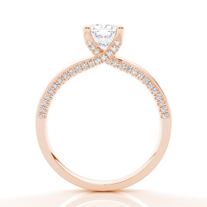 Verlobungsring Mit 4 Krappen In Runder Moissanit-Seitensteinfassung