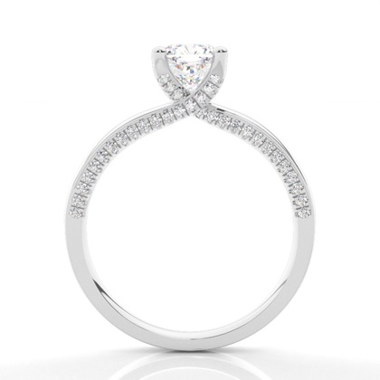 4 Prong Setting Round Diamond Side Stone Engagement Ring