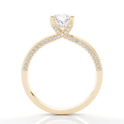 4 Prong Setting Round Diamond Side Stone Engagement Ring