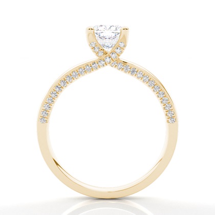 Verlobungsring Mit 4 Krappen In Runder Moissanit-Seitensteinfassung