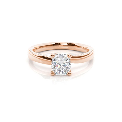 4 Prong Setting Round Diamond Side Stone Engagement Ring