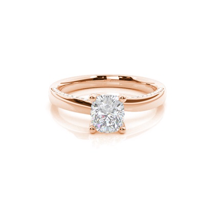 4 Prong Setting Round Moissanite Side Stone Engagement Ring