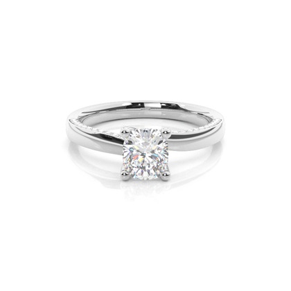4 Prong Setting Round Diamond Side Stone Engagement Ring