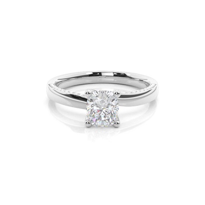 4 Prong Setting Round Moissanite Side Stone Engagement Ring