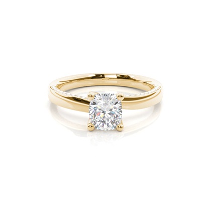4 Prong Setting Round Diamond Side Stone Engagement Ring