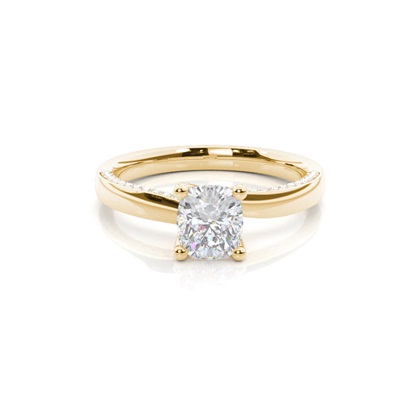 4 Prong Setting Round Moissanite Side Stone Engagement Ring