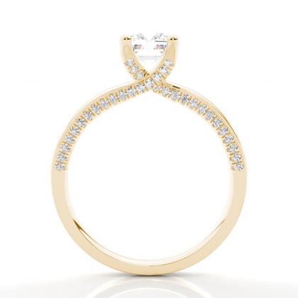 4 Prong Setting Round Diamond Side Stone Engagement Ring