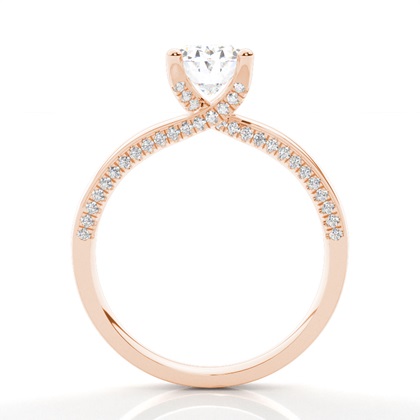 4 Prong Setting Round Diamond Side Stone Engagement Ring