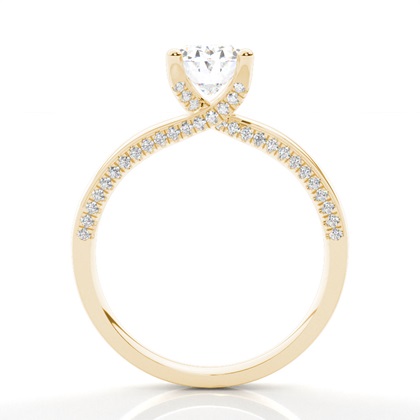 4 Prong Setting Round Diamond Side Stone Engagement Ring