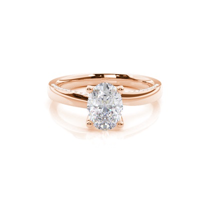 4 Prong Setting Round Moissanite Side Stone Engagement Ring