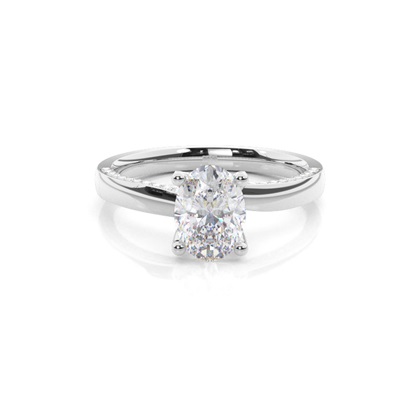 4 Prong Setting Round Moissanite Side Stone Engagement Ring
