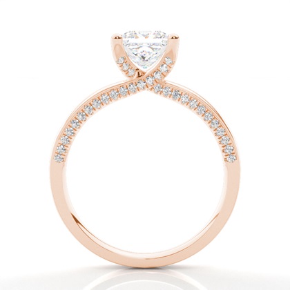 4 Prong Setting Round Diamond Side Stone Engagement Ring