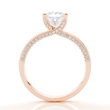 Verlobungsring Mit 4 Krappen In Runder Moissanit-Seitensteinfassung