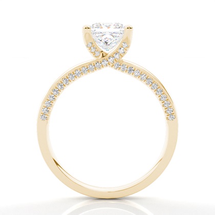 4 Prong Setting Round Diamond Side Stone Engagement Ring