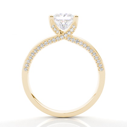 Verlobungsring Mit 4 Krappen In Runder Moissanit-Seitensteinfassung