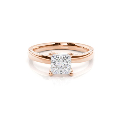 4 Prong Setting Round Diamond Side Stone Engagement Ring