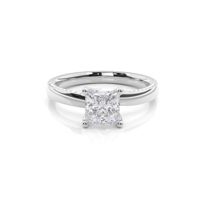 4 Prong Setting Round Moissanite Side Stone Engagement Ring