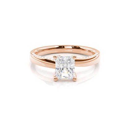 4 Prong Setting Round Diamond Side Stone Engagement Ring