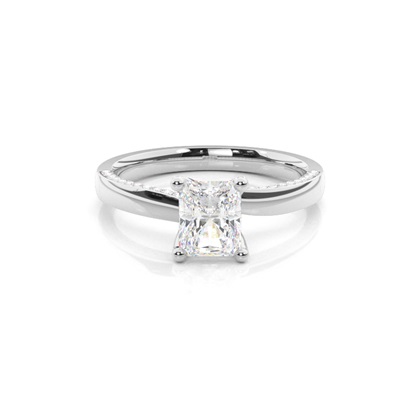 4 Prong Setting Round Diamond Side Stone Engagement Ring