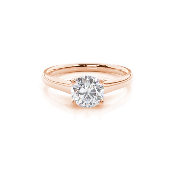 4 Prong Setting Round Moissanite Side Stone Engagement Ring