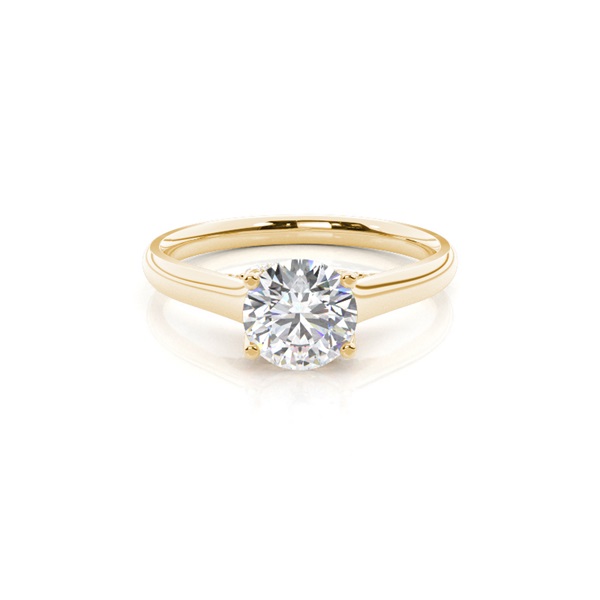 4 Prong Setting Round Diamond Side Stone Engagement Ring