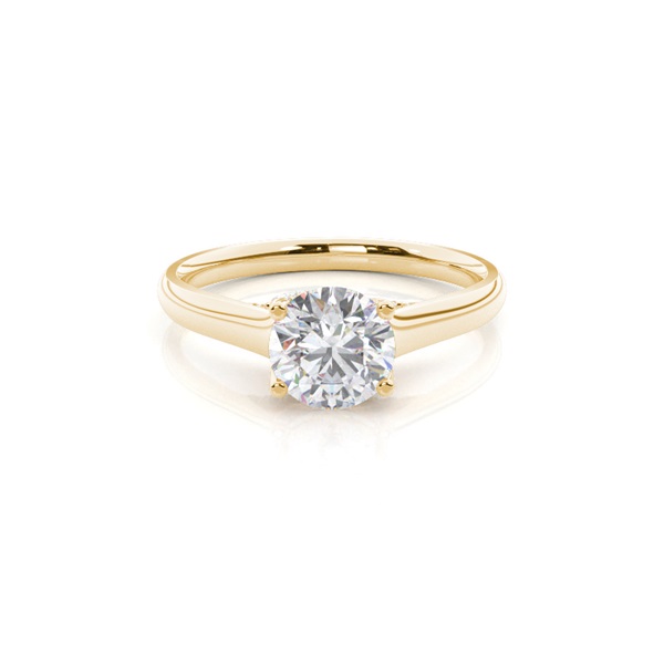 4 Prong Setting Round Moissanite Side Stone Engagement Ring
