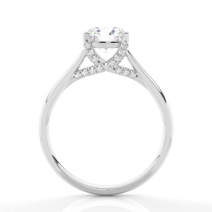 4 Prong Setting Round Diamond Side Stone Engagement Ring