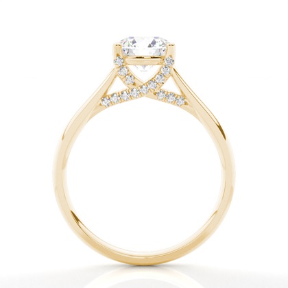 4 Prong Setting Round Diamond Side Stone Engagement Ring