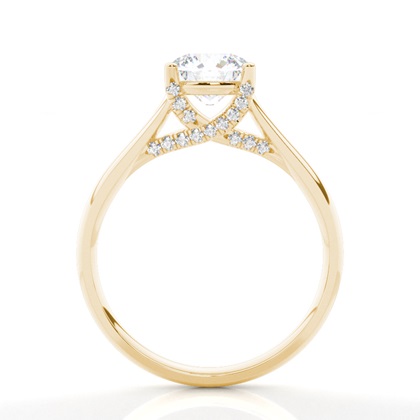 Verlobungsring Mit 4 Krappen In Runder Moissanit-Seitensteinfassung