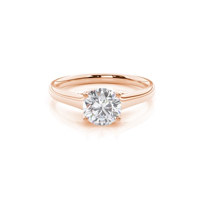4 Prong Setting Round Moissanite Side Stone Engagement Ring