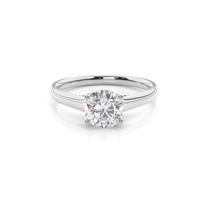 4 Prong Setting Round Moissanite Side Stone Engagement Ring