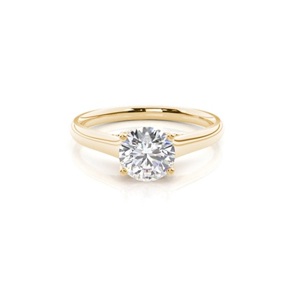 4 Prong Setting Round Diamond Side Stone Engagement Ring