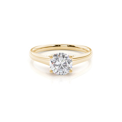 4 Prong Setting Round Moissanite Side Stone Engagement Ring