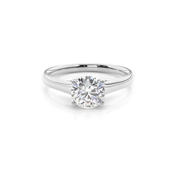 4 Prong-Einstellung Runder Diamantseite Stein Verlobungsring