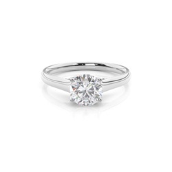 4 Prong Setting Round Moissanite Side Stone Engagement Ring
